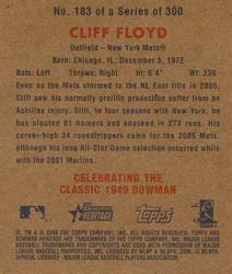 2006 Bowman Heritage - Mini #183 Cliff Floyd Back
