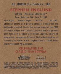 2006 Bowman Heritage - Mini Draft Pick Variations #BHP98 Stephen Englund Back