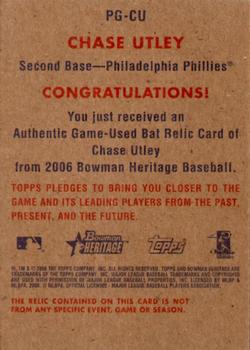 2006 Bowman Heritage - Pieces of Greatness #PG-CU Chase Utley Back