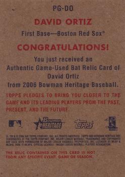 2006 Bowman Heritage - Pieces of Greatness #PG-DO David Ortiz Back