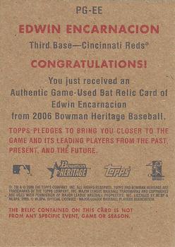 2006 Bowman Heritage - Pieces of Greatness #PG-EE Edwin Encarnacion Back