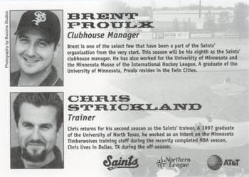2000 St. Paul Saints #NNO Brent Proulx / Chris Strickland Back