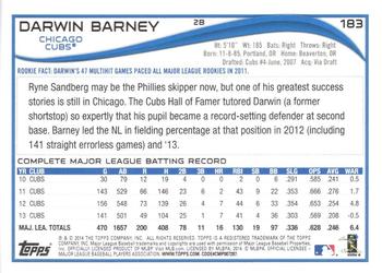2014 Topps - 1st Edition #183 Darwin Barney Back