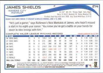 2014 Topps - 1st Edition #214 James Shields Back