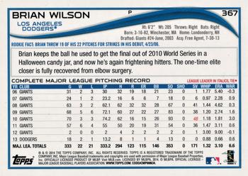 2014 Topps - 1st Edition #367 Brian Wilson Back