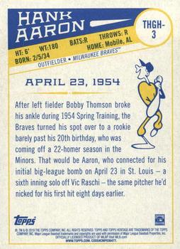 2019 Topps Heritage - The Hammer’s Greatest Hits #THGH-3 Hank Aaron Back