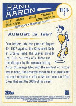 2019 Topps Heritage - The Hammer’s Greatest Hits #THGH-4 Hank Aaron Back