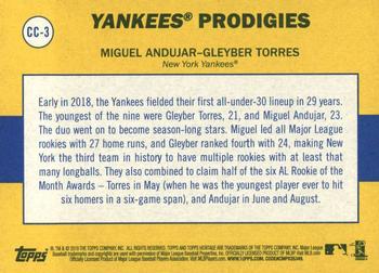 2019 Topps Heritage - Combo Cards #CC-3 Yankees Prodigies (Miguel Andujar / Gleyber Torres) Back