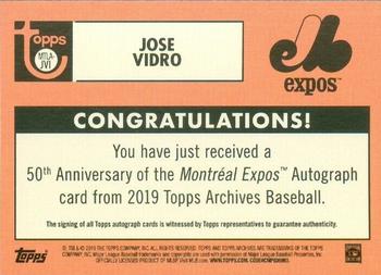 2019 Topps Archives - 50th Anniversary of the Montréal Expos Autographs #MTLA-JVI Jose Vidro Back