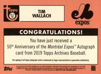 2019 Topps Archives - 50th Anniversary of the Montréal Expos Autographs #MTLA-TW Tim Wallach Back