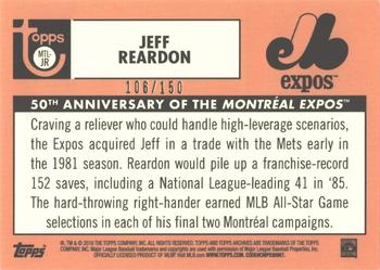 2019 Topps Archives - 50th Anniversary of the Montréal Expos Blue Foil #MTL-JR Jeff Reardon Back