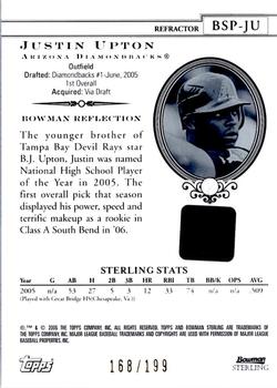 2006 Bowman Sterling - Prospects Refractors #BSP-JU Justin Upton Back