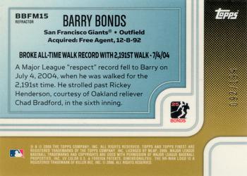 2006 Finest - Bonds Moments Refractors Gold #BBFM15 Barry Bonds Back