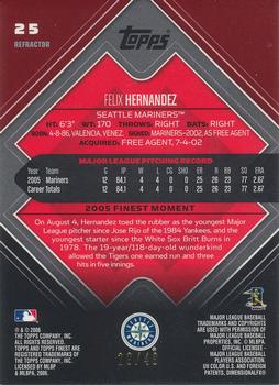 2006 Finest - Refractors Gold #25 Felix Hernandez Back