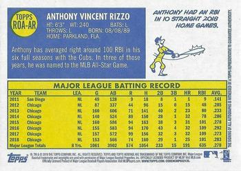 2019 Topps Heritage - Real One High Number Autographs #ROA-AR Anthony Rizzo Back