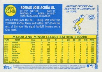 2019 Topps Heritage - Real One High Number Autographs #ROA-RA Ronald Acuna Jr. Back