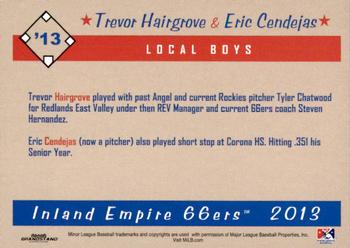 2013 Grandstand Inland Empire 66ers #NNO Local Boys (Trevor Hairgrove / Eric Cendejas) Back