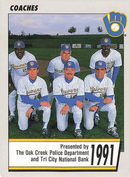 1991 Milwaukee Brewers Police - Oak Creek Police Dept. and Tri City National Bank #NNO Milwaukee Brewers Coaches Front