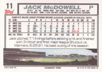 1992 Topps #11 Jack McDowell Back
