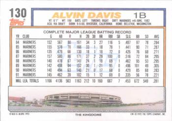 1992 Topps #130 Alvin Davis Back