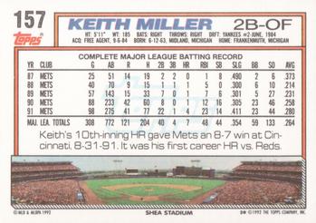 1992 Topps #157 Keith Miller Back