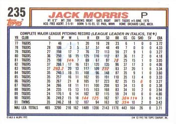 1992 Topps #235 Jack Morris Back