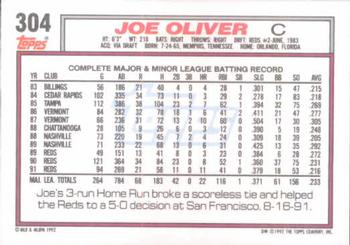 1992 Topps #304 Joe Oliver Back