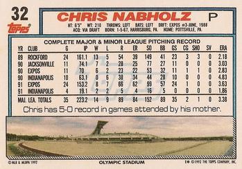 1992 Topps #32 Chris Nabholz Back