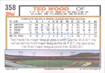 1992 Topps #358 Ted Wood Back