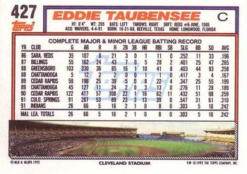 1992 Topps #427 Eddie Taubensee Back