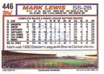 1992 Topps #446 Mark Lewis Back