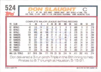 1992 Topps #524 Don Slaught Back