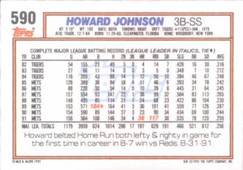 1992 Topps #590 Howard Johnson Back