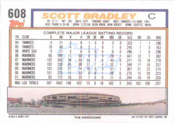 1992 Topps #608 Scott Bradley Back