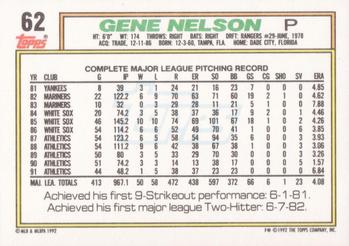 1992 Topps #62 Gene Nelson Back