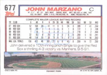 1992 Topps #677 John Marzano Back