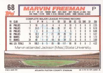 1992 Topps #68 Marvin Freeman Back