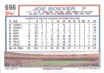 1992 Topps #696 Joe Boever Back