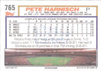 1992 Topps #765 Pete Harnisch Back
