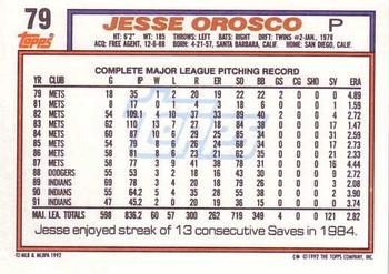 1992 Topps #79 Jesse Orosco Back