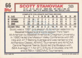 1992 Topps #66 Scott Stahoviak Back