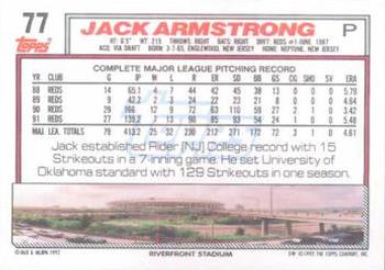 1992 Topps #77 Jack Armstrong Back