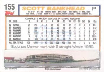 1992 Topps #155 Scott Bankhead Back