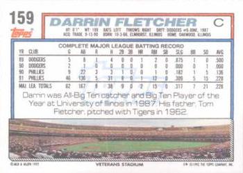 1992 Topps #159 Darrin Fletcher Back