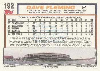 1992 Topps #192 Dave Fleming Back