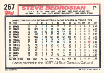 1992 Topps #267 Steve Bedrosian Back