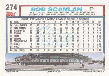 1992 Topps #274 Bob Scanlan Back