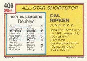 1992 Topps #400 Cal Ripken Back