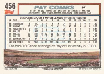 1992 Topps #456 Pat Combs Back