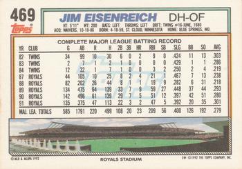 1992 Topps #469 Jim Eisenreich Back